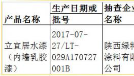 陕西质监局抽查 立宜居水漆（内墙乳胶漆）不合格！