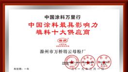 祝贺!万桥云母荣获“中国涂料最具影响力填料十大供应商