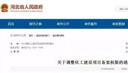 通知：河北发布调整化工建设项目备案权限