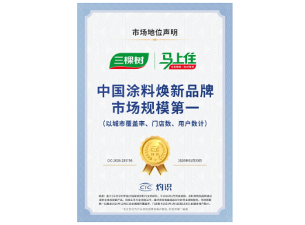 三棵树“马上住”位列中国涂料焕新品牌市场规模第一