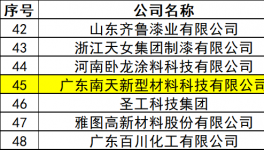 变局中“生态合纵+产能连横” 南天涂料入围销量50强